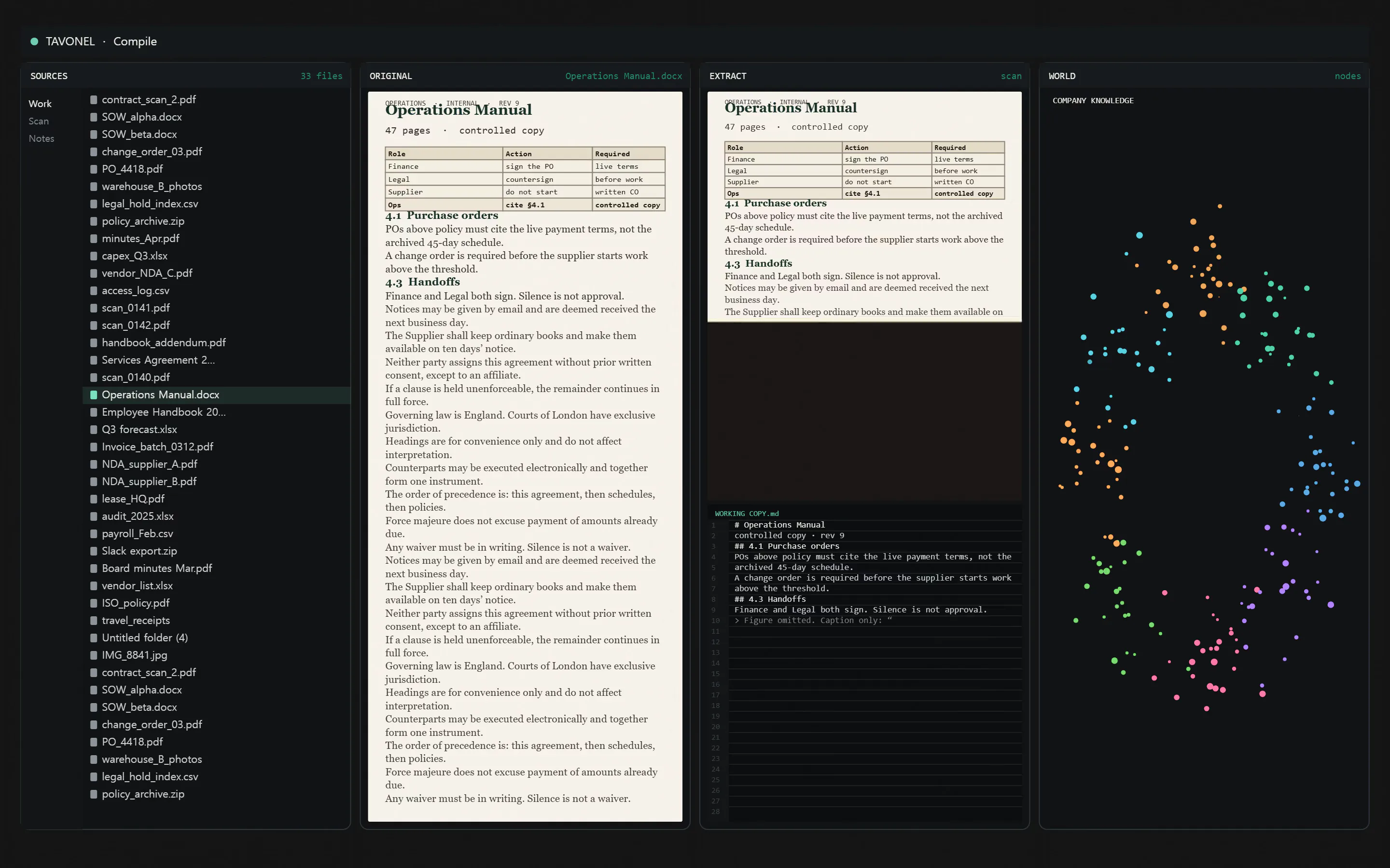 Files — Read original pages beside their extracted content.